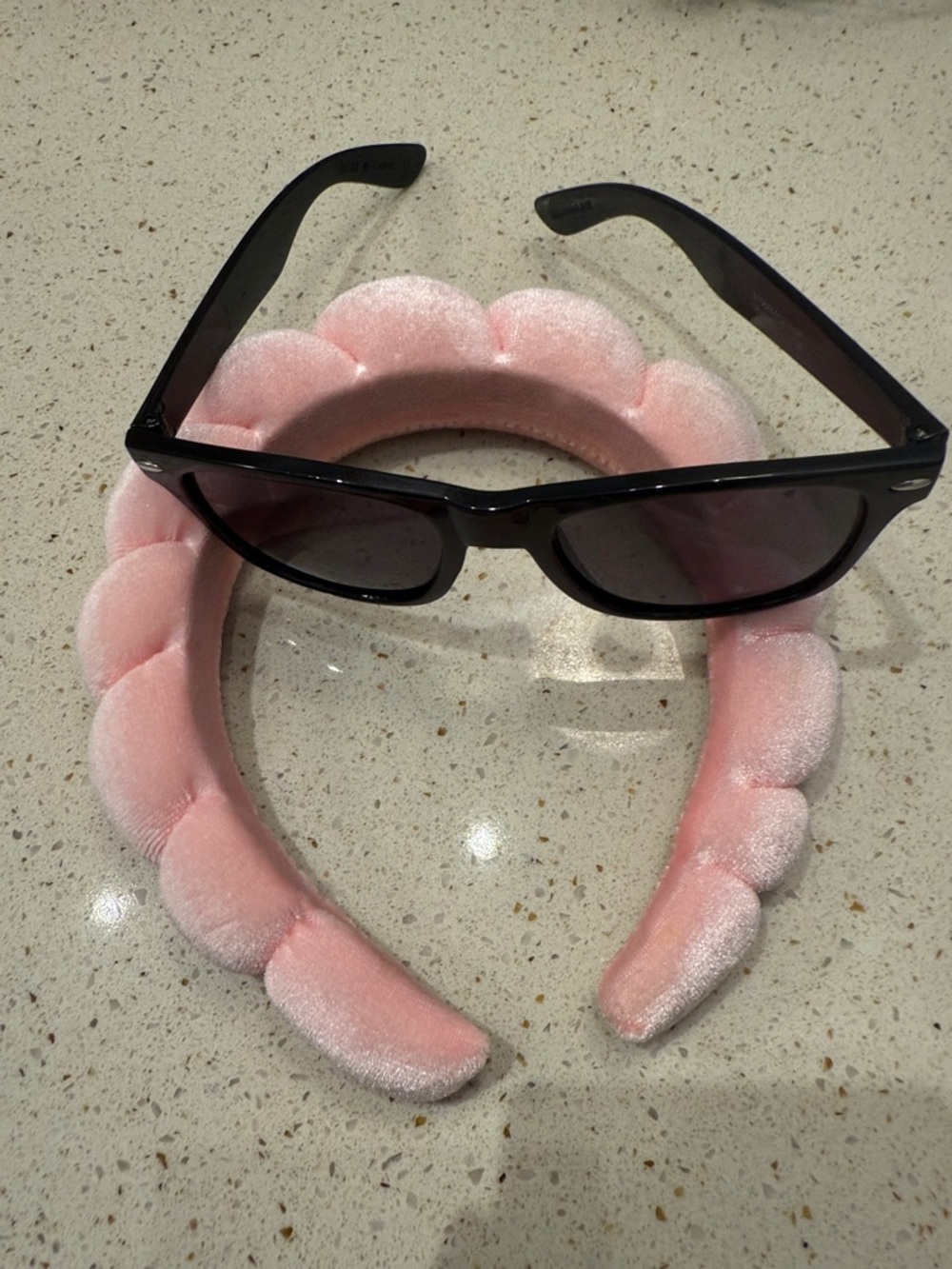 Kids Pink Padded Flower Headband and Black sunglasses. (No scratches)